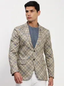 SHOWOFF Checked Notched Lapel Slim-Fit Cotton Single-Breasted Blazer