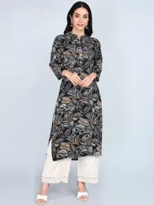 Tviksha Fashion Floral Printed Mandarin Collar Straight Kurta