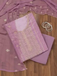 Koskii Floral Embroidered Zariwork Tissue Unstitched Dress Material