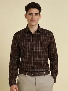 Allen Solly Men Spread Collar Grid Tattersall Checked Cotton Formal Shirt