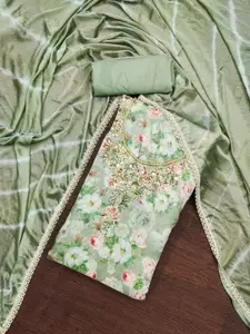 ASISA Floral Printed Beads And Stones Unstitched Dress Material