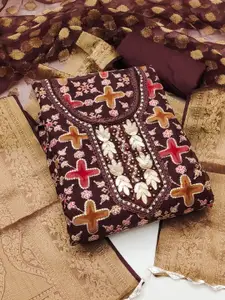 ASISA Ethnic Motifs Embroidered Beads And Stones Unstitched Dress Material