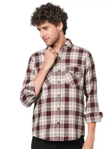 TRYBUY.IN Men Standard Fit Spread Collar Checked Cotton Casual Shirt
