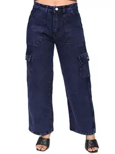 kitty-fashion Women Jean Wide Leg High-Rise Highly Distressed Jeans