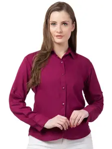 Funday Fashion Women Regular Fit Spread Collar Solid Casual Shirt