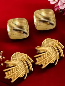 OOMPH Set Of 2 Gold-Plated Geometric Studs