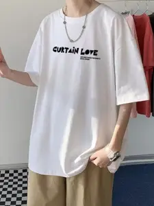 StyleCast Men Typography Printed Round Neck Cotton Oversized T-shirt