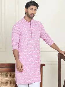 Jompers Thread Work Mandarin Collar Straight Kurta