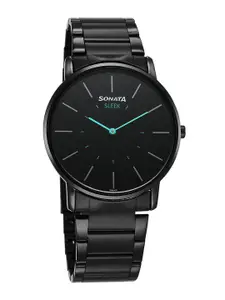 Sonata Men Brass Dial & Stainless Steel Bracelet Style Straps Analogue Watch 7152NM01