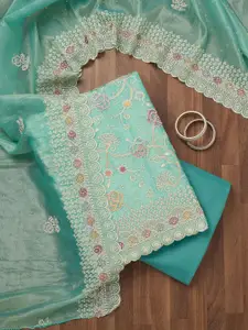 Koskii Floral Embroidered Sequinned Unstitched Dress Material