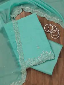 Koskii Floral Embellished Sequinned Tissue Unstitched Dress Material