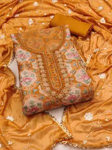 ASISA Floral Embellished Bandhani Sequined Unstitched Dress Material