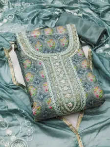 ASISA Floral Printed Beads And Stones Unstitched Dress Material