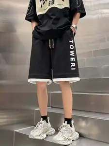 StyleCast Men Relaxed Fit Mid-Rise Typography Printed Cotton Shorts