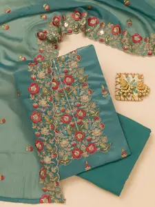 Koskii Floral Embroidered Sequinned Unstitched Dress Material