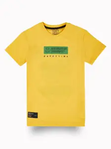 Gini and Jony Boys Typography Printed Round Neck Cotton T-shirt