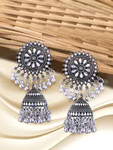 Anouk Rhodium-Plated Dome Shaped Oxidised Jhumkas