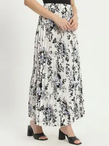ZWERLON Women Floral Printed Accordion Pleats  A-Line Maxi Skirt