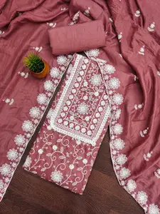 MANVAA Floral Embroidered Unstitched Dress Material