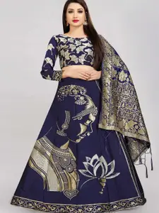 DIVASTRI Woven Design Zari Jacquard Semi-Stitched Lehenga & Unstitched Blouse With Dupatta
