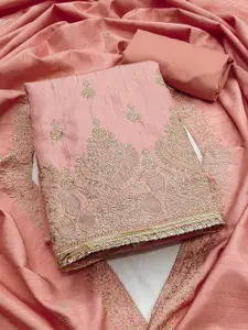 MANVAA Floral Embroidered Zari Unstitched Dress Material