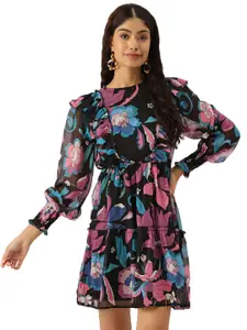 Chemistry Floral Printed Georgette Fit & Flare Mini Dress