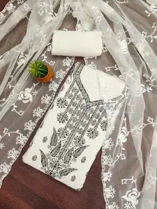 MANVAA Ethnic Motifs Embroidered Organza Unstitched Dress Material