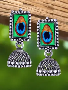 Anouk Rhodium-Plated Dome Shaped Oxidised Jhumkas
