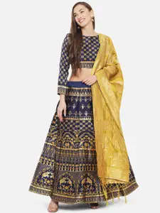 DIVASTRI Woven Design Jacquard Semi-Stitched Lehenga Choli With Banarasi Dupatta