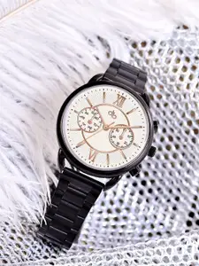 DressBerry Women Dial & Stainless Steel Bracelet Style Straps Analogue Watch HOBDB-268-BK