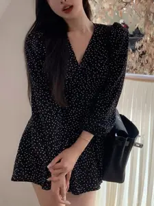 bebe Women Polka Dot Printed Fit and Flare Mini Dress