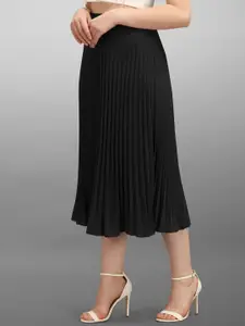 ZWERLON Women Accordian Pleated Flared Midi Skirt