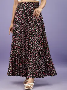 ZWERLON Floral Printed A-Line Maxi Skirt