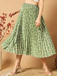 ZWERLON A-Line Printed Midi Skirt