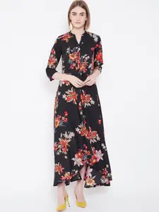 DressBerry Floral Printed Crepe Fit & Flare Maxi Dress