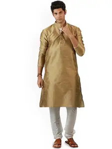 Larwa Woven Design Mandarin Collar Kurta With Pyjama