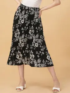 ZWERLON Women Floral Printed Pleated A-Line Skirt