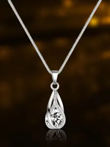 Peora Silver-Plated Crystal Studded Necklace And Earrings