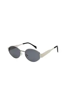 HASHTAG EYEWEAR Women Oval Sunglasses with UV Protected Lens 2301Sil. Grey