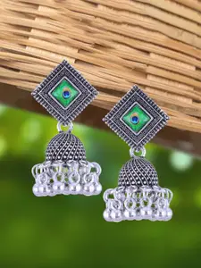 Anouk Rhodium-Plated Dome Shaped Oxidised Jhumkas