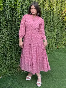 Bhanderi Fashion Women Georgette Fit and Flare Midi Dress