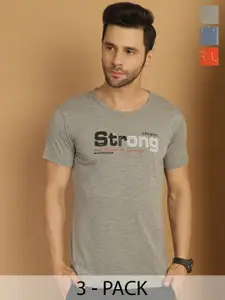 MACK JONNEY Men Pack Of 3 Typography Printed Round Neck Cotton T-shirts