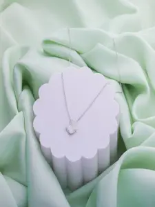 LIORA 925 Silver Jewellery Sterling Silver Rhodium Plated Petal Pendant with Chain