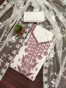 MANVAA Floral Embroidered Sequinned Unstitched Dress Material