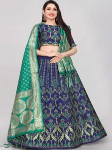 DIVASTRI Floral Woven Design Jacquard Semi-Stitched Lehenga & Unstitched Blouse & Dupatta