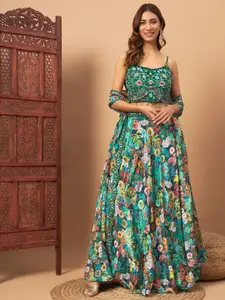 Chhabra 555  Floral Digital Printed Lehenga Choli With Embellished Cape