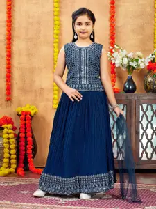 Aarika Girls Embroidered Mirror Work Ready to Wear Lehenga & Blouse With Dupatta