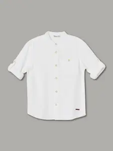 Fame Forever by Lifestyle Boys Band Collar Solid Cotton Casual Shirt