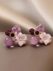Celestique Korean Artificial Stone Studded Floral Shaped Studs