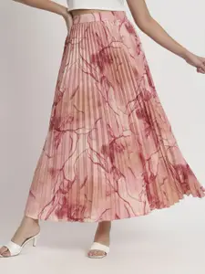 ZWERLON Women Printed Flared Maxi Skirt